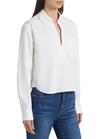 Khai Cotton-Blend Split-Neck Top