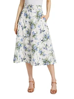 Arwen Floral Cotton Belted Midi-Skirt