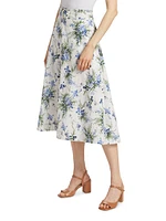 Arwen Floral Cotton Belted Midi-Skirt