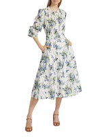 Arwen Floral Cotton Belted Midi-Skirt