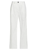 Crinkle Cotton-Blend Wide-Leg Pants