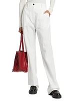 Crinkle Cotton-Blend Wide-Leg Pants