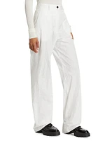 Crinkle Cotton-Blend Wide-Leg Pants