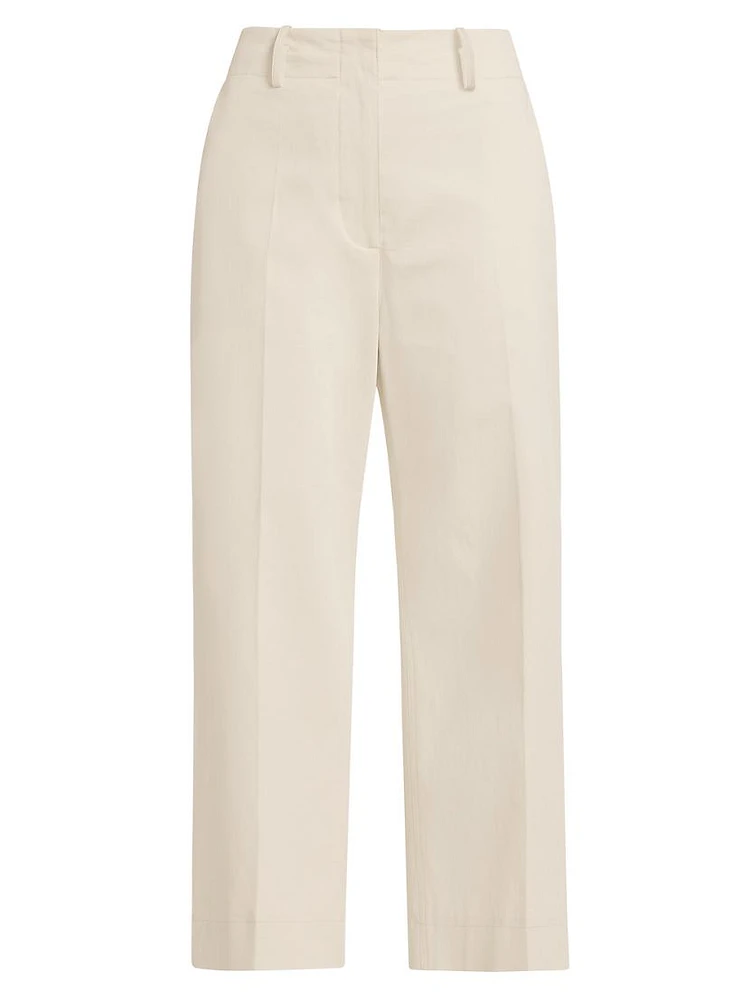 Amara Cotton Twill Wide-Leg Crop Pants