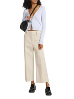 Amara Cotton Twill Wide-Leg Crop Pants