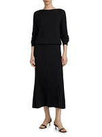 Eden Merino Wool-Blend Pleated Midi-Dress