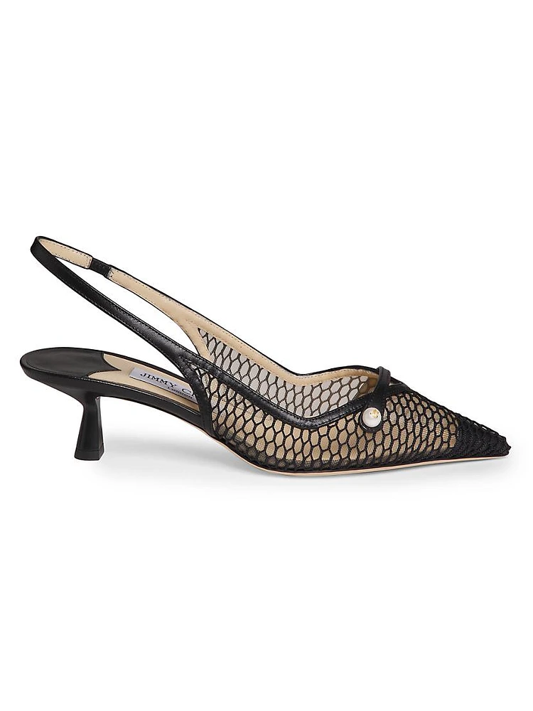 Core Mesh & Leather Slingback Pumps