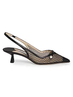 Core Mesh & Leather Slingback Pumps