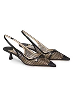 Core Mesh & Leather Slingback Pumps