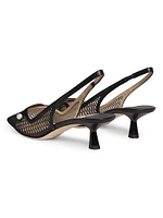 Core Mesh & Leather Slingback Pumps