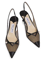 Core Mesh & Leather Slingback Pumps