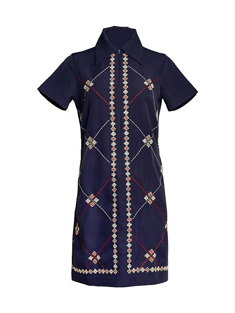 Mabel Floral Embroidered Zip Minidress