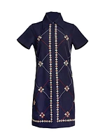 Mabel Floral Embroidered Zip Minidress