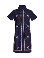 Mabel Floral Embroidered Zip Minidress