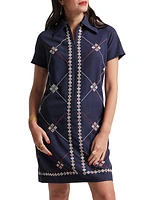 Mabel Floral Embroidered Zip Minidress