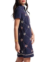 Mabel Floral Embroidered Zip Minidress