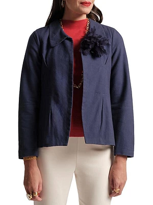 Elle Cotton Open-Front Blazer