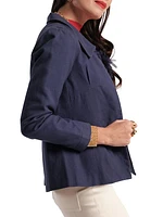 Elle Cotton Open-Front Blazer