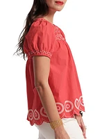 Whit Embroidered Cotton Top