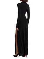 Peek-a-Boo Logo Maxi Dress