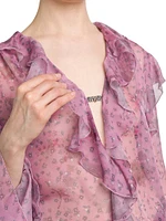 Floral Chiffon Ruffle Shirt