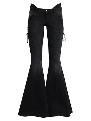 Ultra-Flared Lace-Up Five-Pocket Jeans