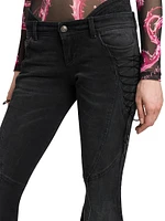 Ultra-Flared Lace-Up Five-Pocket Jeans