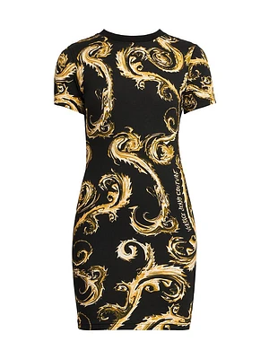 Baroque Crewneck Minidress