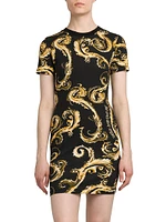 Baroque Crewneck Minidress