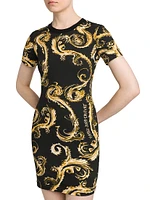 Baroque Crewneck Minidress