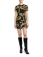 Baroque Crewneck Minidress