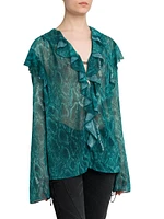 Python Chiffon Ruffle Shirt