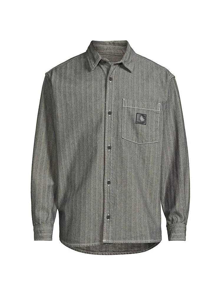 Menard Striped Cotton Button-Front Shirt