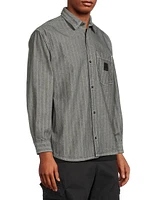 Menard Striped Cotton Button-Front Shirt