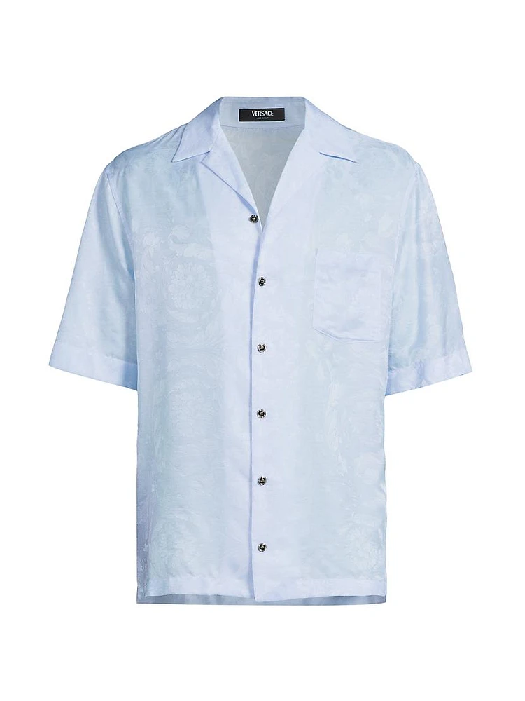 Barocco Jacquard Cotton & Silk-Blend Camp Shirt