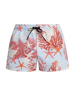 Coral Drawstring Swim Shorts