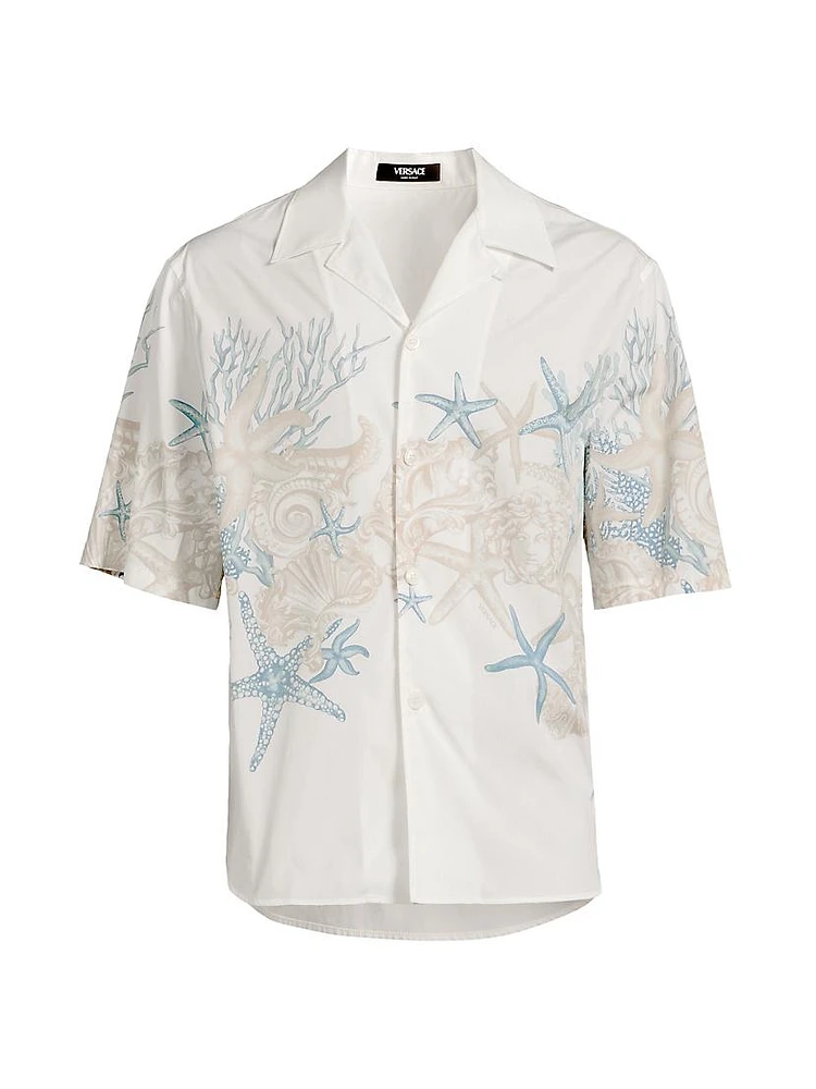 Coral & Starfish Cotton Camp Shirt