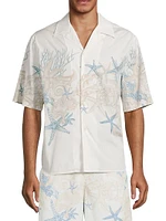 Coral & Starfish Cotton Camp Shirt