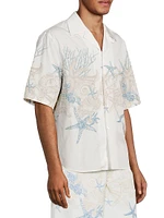 Coral & Starfish Cotton Camp Shirt