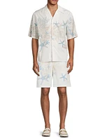 Coral & Starfish Cotton Camp Shirt