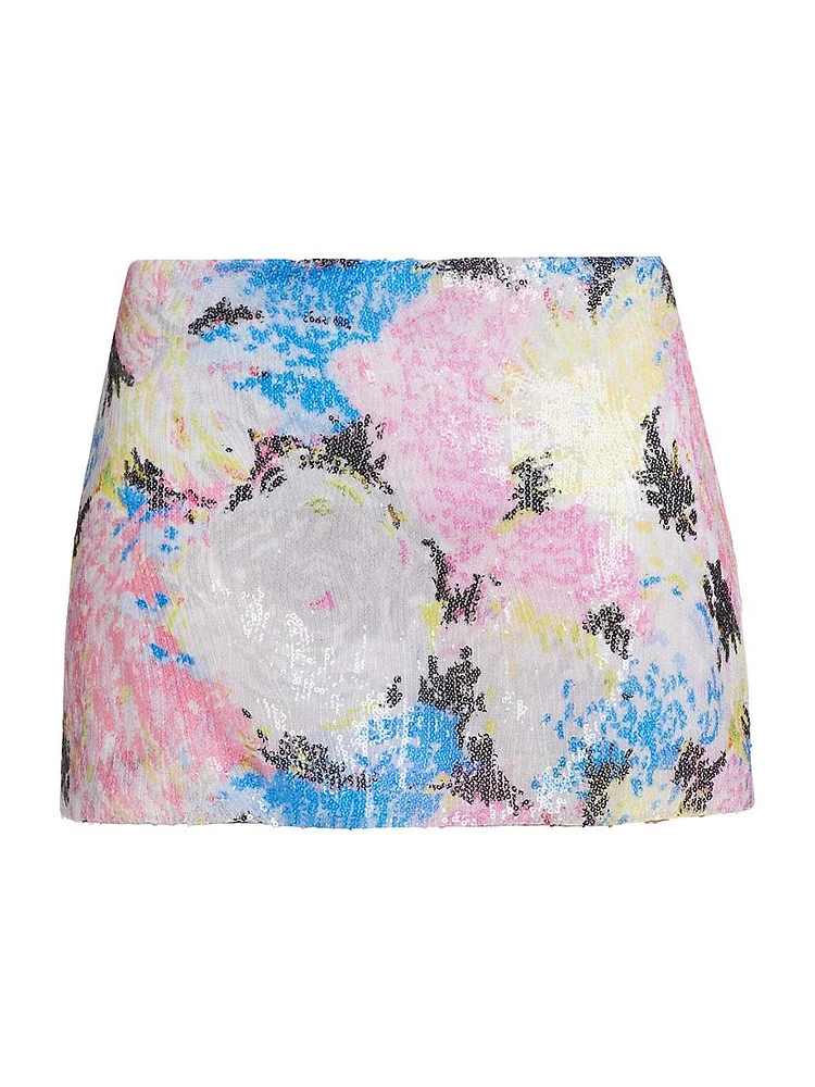 Sequin Floral Miniskirt