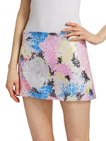 Sequin Floral Miniskirt