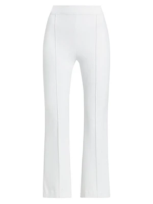 Pin-Tucked Flare Crop Pull-On Pants