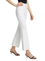 Pin-Tucked Flare Crop Pull-On Pants