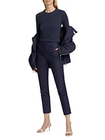 Funnel-Neck Stretch Twill Moto Jacket