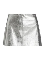 Metallic Lambskin Leather Miniskirt