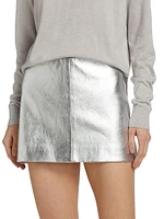 Metallic Lambskin Leather Miniskirt