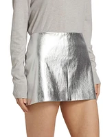 Metallic Lambskin Leather Miniskirt