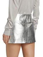 Metallic Lambskin Leather Miniskirt