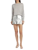 Metallic Lambskin Leather Miniskirt